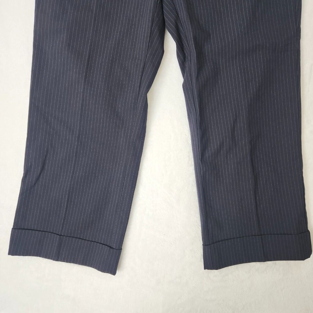 Y2K New York & Company Pinstripe Trouser Cropped Pants Size 2 Navy Blue Stretch - Picture 8 of 13